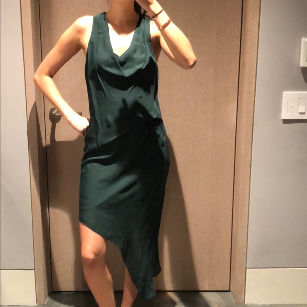 Asymmetrical hem silk haute hippie midi dress